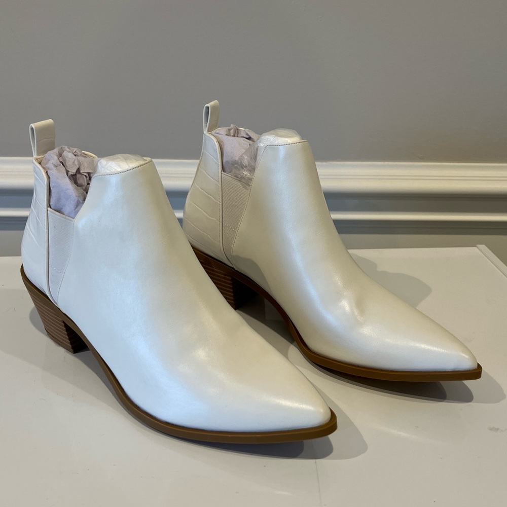Brand new white booties